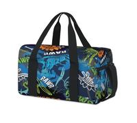 Dino Sports - Bolsa de lona deportiva para fin de semana con dinosaurios, bolsa de viaje informal, para viajes, gimnasio, para niños, niñas, niños, mujeres y hombres