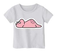 Dino T-Shirt für Mädchen Kinder Dinosaurier Print Kurzarm Shirt Mädchenoberteil Spaß Design 1-13 Jahre AtmungsaktivBaumwollmaterial, Blanco, 2-3 años
