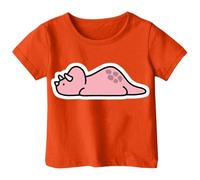 Dino T-Shirt für Mädchen Kinder Dinosaurier Print Kurzarm Shirt Mädchenoberteil Spaß Design 1-13 Jahre AtmungsaktivBaumwollmaterial, naranja, 6-7 años