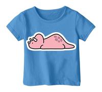 Dino T-Shirt für Mädchen Kinder Dinosaurier Print Kurzarm Shirt Mädchenoberteil Spaß Design 1-13 Jahre AtmungsaktivBaumwollmaterial, azul, 1-2 años