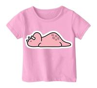 Dino T-Shirt für Mädchen Kinder Dinosaurier Print Kurzarm Shirt Mädchenoberteil Spaß Design 1-13 Jahre AtmungsaktivBaumwollmaterial, Rosa., 6-7 años
