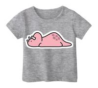 Dino T-Shirt für Mädchen Kinder Dinosaurier Print Kurzarm Shirt Mädchenoberteil Spaß Design 1-13 Jahre AtmungsaktivBaumwollmaterial, gris, 3-4 años