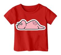 Dino T-Shirt für Mädchen Kinder Dinosaurier Print Kurzarm Shirt Mädchenoberteil Spaß Design 1-13 Jahre AtmungsaktivBaumwollmaterial, rojo, 10-11 años
