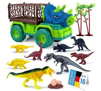 Dino Truck Camión de dinosaurios con figuras de dinosaurios, alfombrilla de juego y accesorios; Camión con jaula para animales, Dinos Catching Adventure Toy Play Set para niños a partir de 3 años