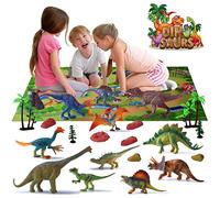 Dino Truck Camión de dinosaurios con figuras de dinosaurios, alfombrilla de juego y accesorios; Camión con jaula para animales, Dinos Catching Adventure Toy Play Set para niños a partir de 3 años