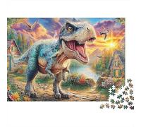 Dino Village Extra Thick Cardboard El El T-Rex Jigsaw Puzzle Adults Age 12 Up Stress Relief Travel Activity Ideal Gift for Teen Puzzle Fans 12 18 70x50cm/1000pcs