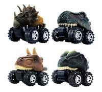DINOBROS Retira Juguetes de Coches de Dinosaurios 4 Pack Dino Juguetes para Niños y Niños Pequeños de 3 Años T-Rex Juegos de Dinosaurios Monster Trucks, B-4pack