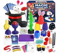 DINORUN Juegos Infantiles Juego de Magia con Sombrero Mágico & Varita Magica & Instrucciones, Juguetes Regalo Niños 6 7 8 9 10 11 12 Años, 75+ Trucos de Magia