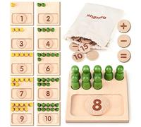 DINORUN Montessori Juguetes 3 4 5 6 Años Juguetes de Madera Juegos Matematicos con Bolsa de Almacenamiento Juegos Educativos Regalo Niña Niño 3 4 5 6 Años