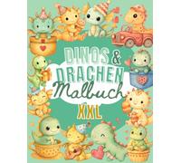 Dinos & Drachen Malbuch für Kinder und Erwachsene: 75 süße Motive mit Dinosauriern & Drachen - Großes XXL-Malbuch