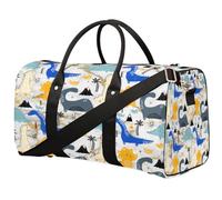 Dinosa - Bolsa de viaje de dibujos animados para mujeres, hombres, niñas y niños, Dinosa Desig Marble Weekend Overnight Bags 22.7 L Tote Cabin Luggage Bag for Sports Gym Yoga, color, 22.7 L,
