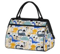 Dinosa - Bolsa de viaje de dibujos animados para mujeres, hombres, niños y niñas, diseño de mármol Dinosa Desig, bolsas de noche de 24 L, bolsa de cabina para deportes, gimnasio, yoga, color, 24 L,