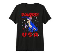 Dinosaur 4th of July Rawrrr In The USA T Rex America Flag Camiseta Premium