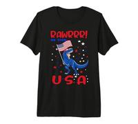 Dinosaur 4th of July Rawrrr In The USA T Rex America Flag Camiseta Premium