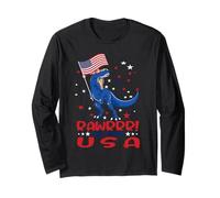 Dinosaur 4th of July Rawrrr In The USA T Rex America Flag Manga Larga