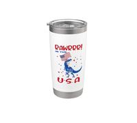 Dinosaur 4th Of July Rawrrr In The USA T Rex America Flag Vaso térmico de acero inoxidable de doble pared