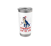 Dinosaur 4th Of July Rawrrr In The USA T Rex American Flag Vaso térmico de acero inoxidable de doble pared