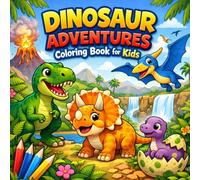 Dinosaur Adventures Coloring Book for Kids: Bold & Easy Dino Adventures - Cute, Fun & Exciting Prehistoric Coloring for Ages 4-8