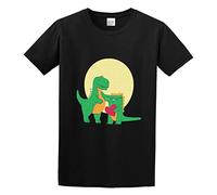 Dinosaur and Crocodile In Love Jacob Zelazny Transparent Unisex T-Shirt Printed tee Black Mens Top Shirt S