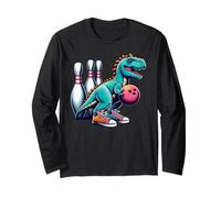 Dinosaur Bowling Player Fun Graphic Dino Bowler Kids Adults Manga Larga