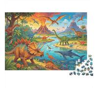 Dinosaur Canyon Jigsaw Puzzle 1000 Pieces Recyclable Paper Jurassic Period Puzzle para Adultos Divertido and Challenging Juego Familiar Gift para Men‘s Birthday 38x26cm/1000pcs