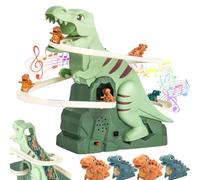 Dinosaur Climbing Slide Music Toy, New with Interactive Stairs & Roller Coaster Track, Dinosaur Climbing Track, Electric Race Game Fun Slide Roller Coaster Toys (3dino)