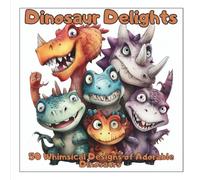 Dinosaur Delights: 50 Whimsical Designs of Adorable Dinosaurs!: An Adult Coloring Book of Cute Dinosaurs For Relaxation and Creative Fun