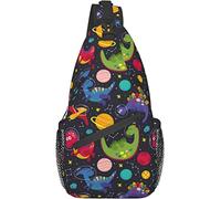 Dinosaur Dino Pattern Sling Backpack, Casual Crossbody Shoulder Backpack Sling Bag Chest Daypack para Hombres Mujeres Deporte Senderismo