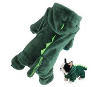 Dinosaur Dog Hoodie - Coral Velvet, Pet Cosplay Hooded Coat, Soft Breathable Costume | Puppy Cat Apparel Outfit for Small Medium Breeds, Halloween Party, Photo, Daily Wear