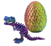 Dinosaur Egg - 3D Printed Dragon, Articulated Mobility Toy, Flexible Fidget Piece, Sensory Tactile Movement Function, Novelty Hobby Category, Rainbow Resin Piece For Kid Desk Ornament Gear