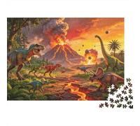 Dinosaur Extinction 1000 Piece Puzzles Recycled Fiery Volcano Senior Puzzles Family Gaming Time Props Party Accesorios de Juego for Adultos and Age 10 Up 52x38cm/1000pcs