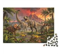 Dinosaur Extinction Jigsaw Puzzle 1000 Piezas Papel Reciclado Jurassic Period Puzzles para Adultos Divertido y Desafiante Family Game Regalo de Bendición de Vacaciones for Men 38x26cm/1000pcs