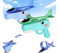 Dinosaur Foam Glider Airplane Launcher Toy,8" Mechanical Catapult Gun Aircraft, Crash-Resistant EPP Plane with 33-59ft Long Flight Distance & Dual Mode, Outdoor Active Play Birthday Gift (Mixed-1)