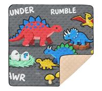 Dinosaur Group - Tapete de juego suave y grueso con diseño "Thunder Rumble Rawr" para interiores y exteriores, cómodo tapete para gatear, para bebés pequeños, 50 x 50 pulgadas