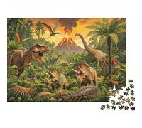Dinosaur Jungle 1000 Pieza Puzzle Papel Reciclado Jurassic Period Puzzles para Niños y Niñas a Partir de 6 Años Tiempo de Juego Familiar Props Excelente Idea de Regalo Home 70x50cm/1000pcs