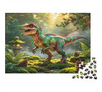 Dinosaur Jungle Scene Puzzle de 1000 Piezas Papel Puzzle para Adultos Juego de Puzzle 1000 Piezas Relajación Familia Decoración Regalo 52x38cm/1000pcs