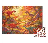 Dinosaur Jungle Sunset Jigsaw Puzzle 1000 Piezass Material Reciclado Jurassic Period Puzzles para Niños a Partir de 6 Años Educational Game Challenge Parent Child Toy 70x50cm/1000pcs