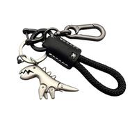Dinosaur Keychain,Aluminum Alloy Dinosaur Charm Paired with a Hand-woven Bracelet,Metal Mini Dinosaur Keychain for Men (Black2)
