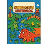 Dinosaur Kindergarten Composition Notebook - 100 Pages, 1-Inch Rule Primary Writing Paper with Drawing Space - Blue Top Line, Red Bottom Line - School ... for Handwriting Practice and Letter Formation