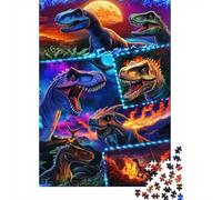 Dinosaur Night Scene Puzzle de 1000 Piezas Puzzle para Adultos Papel Puzzle para Toda la Familia Relajación Decoración Regalo 52x38cm/1000pcs
