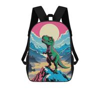 Dinosaur on Mountain Peak Illustration Mochilas Infantiles Impresas En 3D, Mochilas De Moda Informales, Mochilas De Viaje Bonitas, Mochilas Informales Para Exteriores Para Niños Y Niñas 17inch