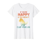 Dinosaur Pun If You'Re Happy and You Know It- Funny T-Rex Camiseta gráfica económica, Mujer, Blanco, S