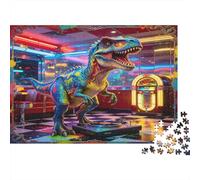 Dinosaur Retro Diner Puzzle de 1000 Piezas Papel para Adultos Escena Clásica Puzzle para Toda la Familia Decoración Regalo 52x38cm/1000pcs