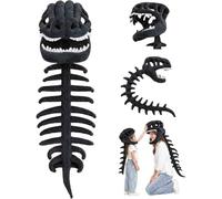 Dinosaur Skeleton Costume,Cozy Plush 3D Dino Toy Skull & Spine，Black 120cm