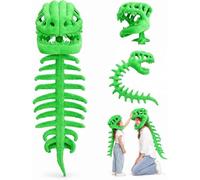Dinosaur Skeleton Costume,Cozy Plush 3D Dino Toy Skull & Spine，Green 120cm