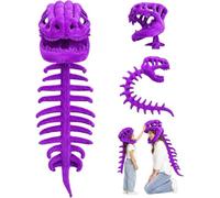 Dinosaur Skeleton Costume,Cozy Plush 3D Dino Toy Skull & Spine，Purple 120cm