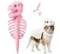 Dinosaur Skeleton Glow in Dark Cat Costume, Plush Halloween Pet Hood Outfit, Funny Adorable 3D T Rex Skull Hood for Small Medium Large Breeds Party Photo Walks