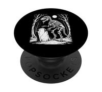 Dinosaur Skeleton in Haunted Forest Fantasy Illustration PopSockets PopGrip Adhesivo