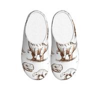Dinosaur Sketch - Pantuflas de franela para hombre, antideslizantes, cálidas, para invierno, para interiores y exteriores, multicolor, Medium