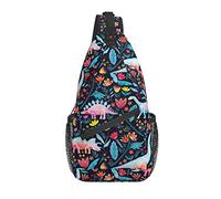 Dinosaur Sling Bag Cute Dino Casual Crossbody Hombro Mochila Chest Daypack para Hombres Mujeres Viajes Deporte Senderismo Gimnasio
